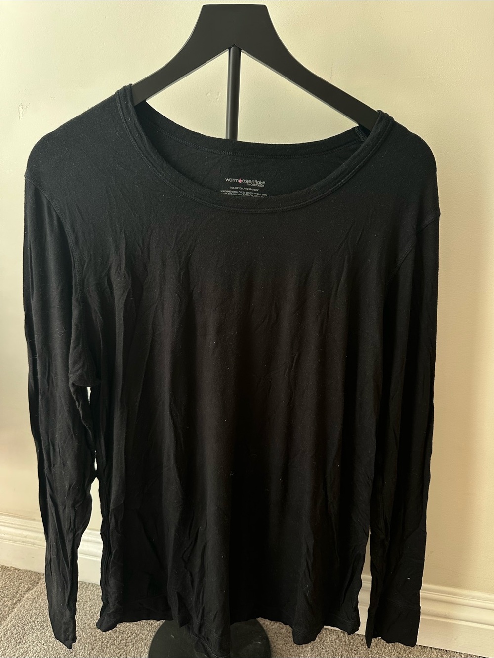 Cuddl Duds Black Long-Sleeve Crewneck Shirt